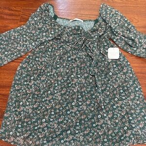 Altar'd State Green Floral Smocked Dress